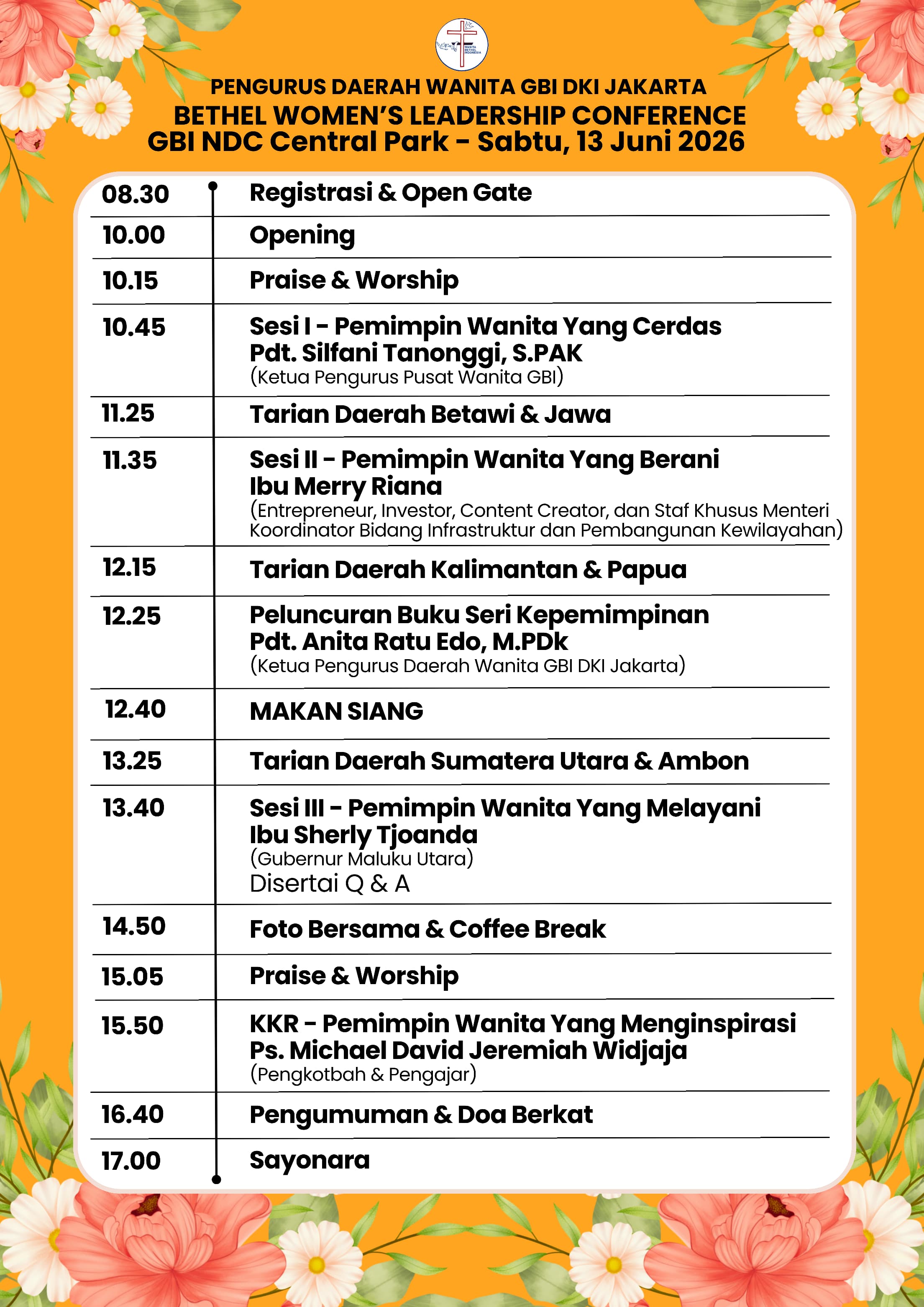 Rundown acara Bethel Women's Leadership Conference